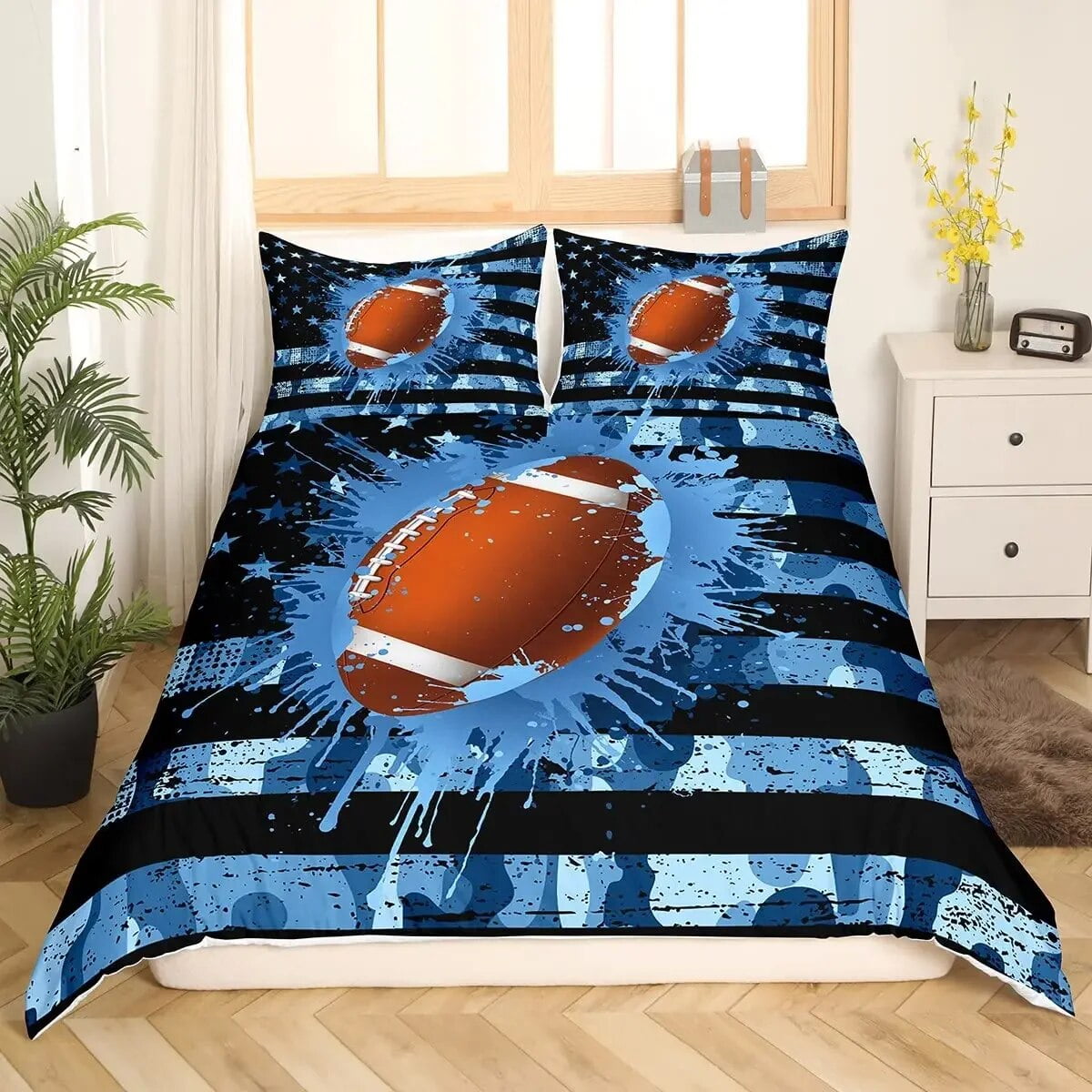 Football Bedding Set for Teen Boys Sport Duvet Cover Set Football Theme