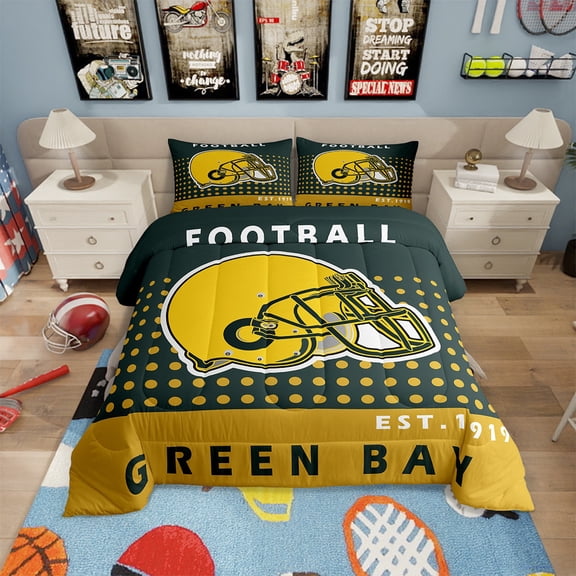 Football Bedding Sets Twin American Football City Comforter Set Football Sports Bedding Comforter Sets Football Lover Down Comforter Football Team Sports Game Duvet Set(Chicago)