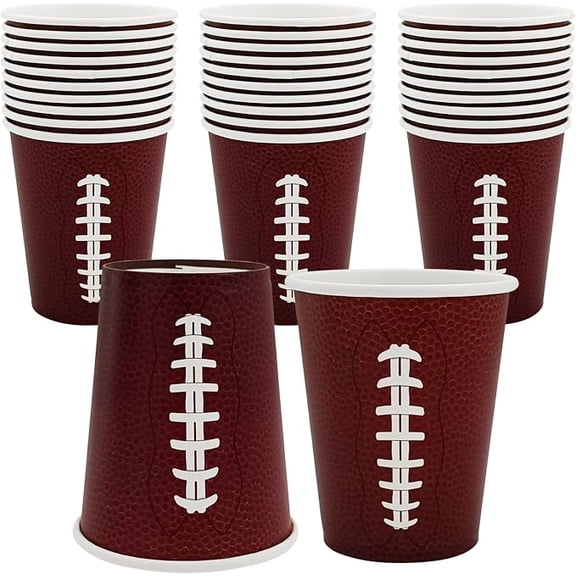 Football Beverage Cups - Game Day & Party Cups (30) With Football Design, Perfect for Birthdays & Baby Showers