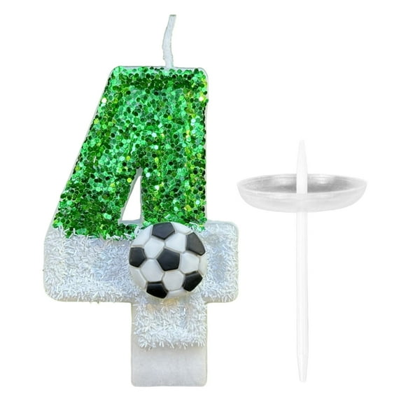 Football Birthday Cake Decoration Candles 3D Glitter Number Candle for Celebrations and Cupcake Toppers Supplies