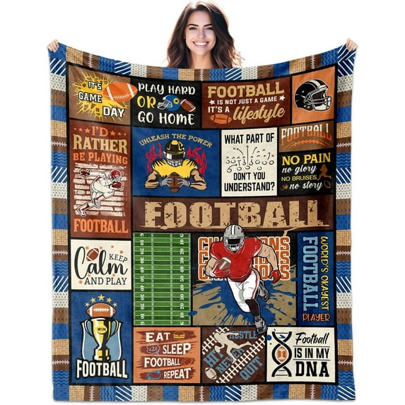 Football Blanket 50'' x 60'', Football Gifts for Boys 8-12, Football Accessories, Football Coach Gifts, Football Gift for Men, Gifts for Football Players/Lovers, Football Team Gifts