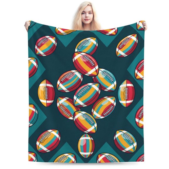 Football Blanket, American Football Flannel Throw Blanket for Couch Bed, Soft Sports Blanket for Football Fans Home Decor 50x40