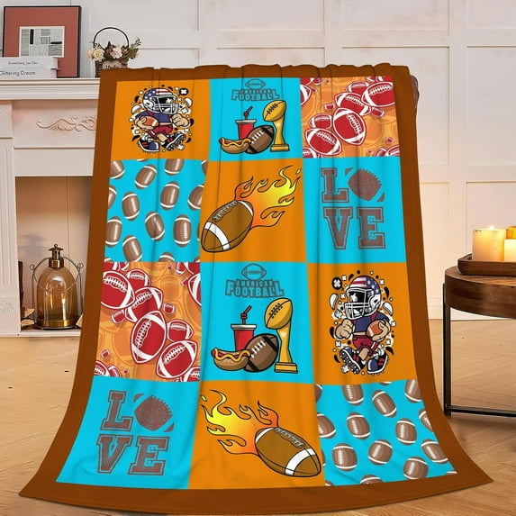 Football Blanket American Football Fleece Throw Blanket Fuzzy Plush Super Soft Cozy Warm Football Sports Decor Bedding Blanket Gifts for Boys Girls Kids Adult Men Women 50"X40"