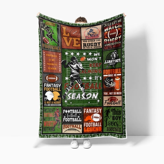 Football Blanket, American Football Gifts for Boys Men Girls Sports Flannel Throw Blanket, Gifts for Football Coach Players/Lovers Cozy Blanket for Bed Couch Travel Outdoor 60X90 inch