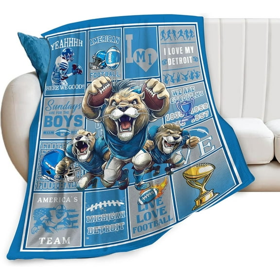 Football Blanket American Football Sport Team Throw Blanket Soft Flannel Plush Football Style Blanket Gift for Men Women Boys Kids Football Lovers Fan Gifts for Sofa Bed Couch Decor 50"X40"