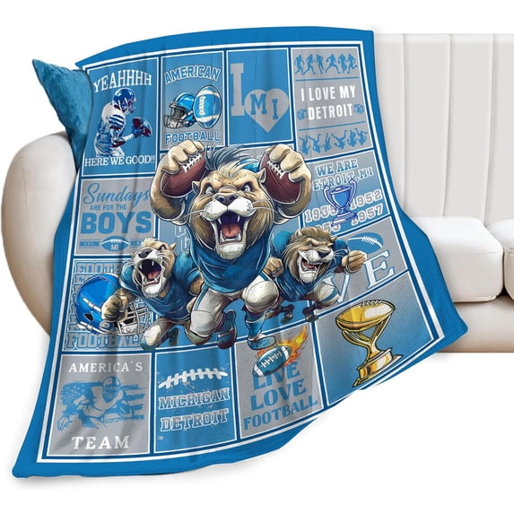 Football Blanket American Football Sport Team Throw Blanket Soft Flannel Plush Football Style Blanket Gift for Men Women Boys Kids Football Lovers Fan Gifts for Sofa Bed Couch Decor 50"X40"