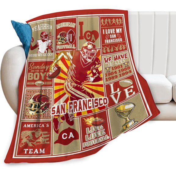 Football Blanket American Football Sport Team Throw Blanket Soft Flannel Plush Football Style Blanket Gift for Men Women Boys Kids Football Lovers Fan Gifts for Sofa Bed Couch Decor 50"X40"