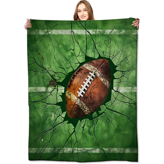 Football Blanket Bold Cracked Field Throw Blankets,Birthday Gifts for Kids Sport Lovers,Lightweight Soft Flannel for Sofa Couch Bed Room Travel Stylish Game Decor 60x50 Inch