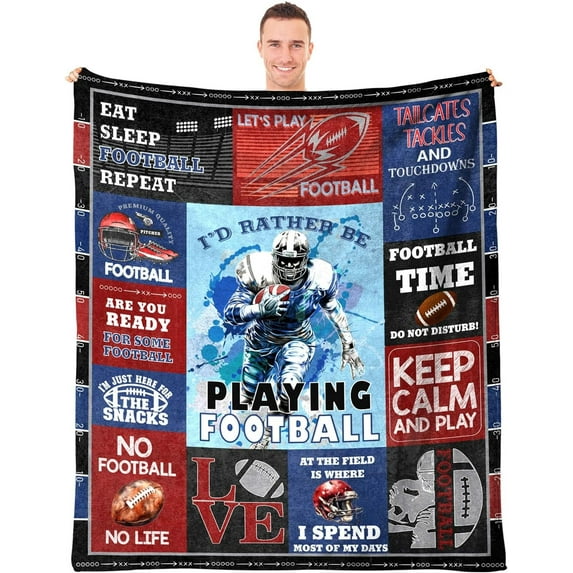 Football Blanket for Boys Adults,Soft Sports Throw Blanket for Men,I''d Rather Be Playing Football,Football Blanket Gifts for Football Players/Lovers for Couch Bed Sofa Home Decor 40"x50"