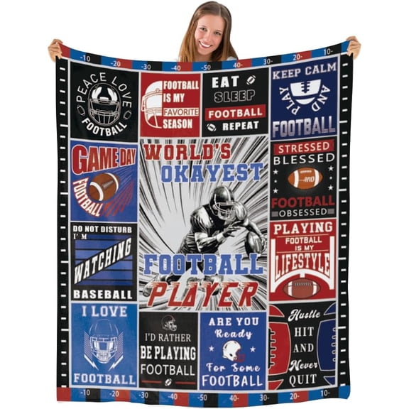 Football Blanket for Boys Men, Football Gifts for Football Lovers, Soft Warm Sport Football Blankets and Throws, Gifts for Football Players Lovers, Football Team Fans Blanket Gifts 50 X 60