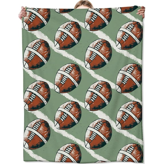 Football Blanket for Couch,Bed,Sofa, Soft Cozy Football Throw Blanket for All Season Football Decor Football Gift, Flannel Plush Blanket Lightweight Comfy for Adult Kids 50”×60”