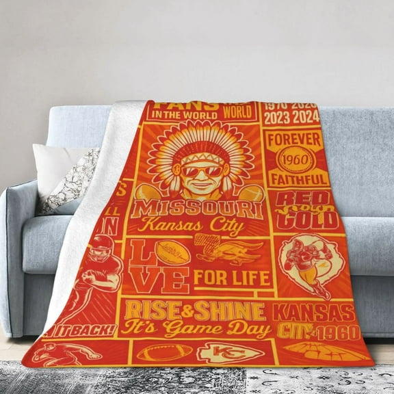 Football Blanket Fan Gifts for Men Women Football Team Color Merch Gear Sport Blanket Sofa Bed Couch 50x40