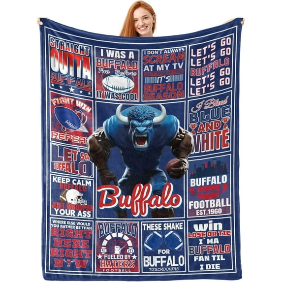 Football Blanket Football Fan Gifts for Men Women Kids Football Team Fans Blanket Super Cozy Soft Lightweight Travel Throw Blanket for Living Room 60" X 50"