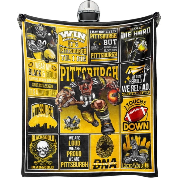 Football Blanket, Football Fans Gifts, Gifts for Football Lovers, Black and Gold Untill I Die Throw Blanket 60"x50"
