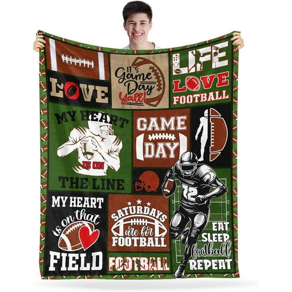 Football Blanket Football Gifts for Boys Men Sports Football Flannel Fleece Blanket Football Lover Gifts American Football Pattern Soft Cozy Throw Blanket Football Team Gifts for Teens Adult 40"x60"