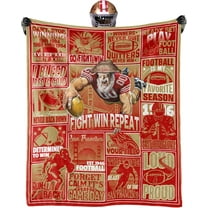 Football Blanket Football Style Throw Blanket 60" x 50" Fan Gifts for Men Soft Flannel Red Sofa Bed Couch
