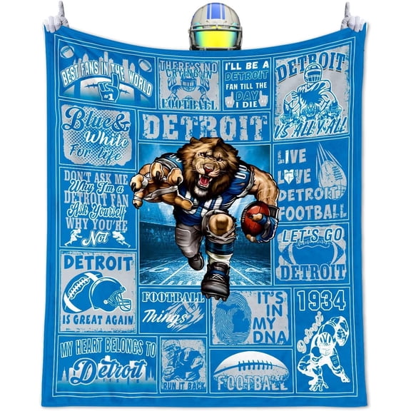 Football Blanket Gifts for Men 50" X 60", City Football Lovers Fan Gifts Gear Merch Sports Fan Throw Blankets for Sofa Bed Bedroom Living Room Honolulu Blue