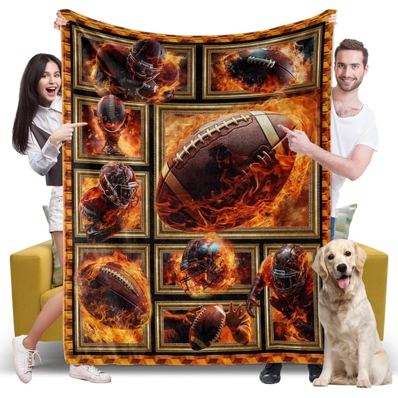 Football Blanket, Football Gifts for Men Women, Cozy Fuzzy Soft Throw Blanket for Couch Bed Sofa Travel, Lightweight Plush Flannel Fleece Blankets and Throws Size 50" x 60", No Shed No Pilling