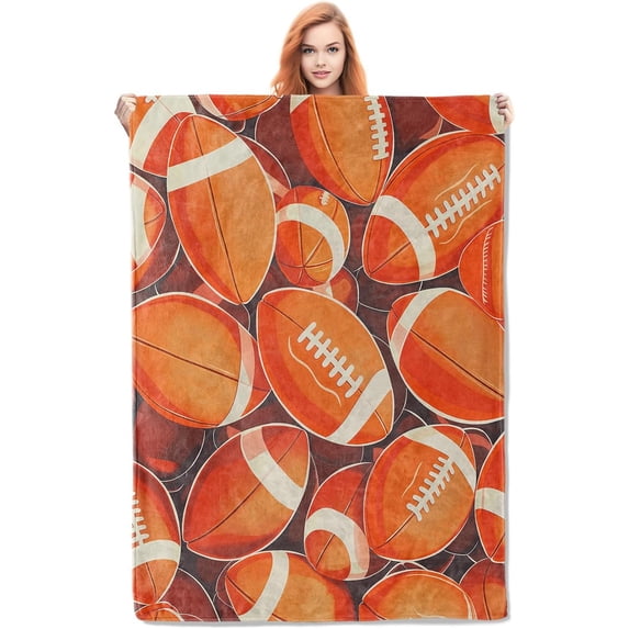 Football Blanket Gifts for Adults Kids Soft Warm Lightweight Cozy Flannel Game Sports Throw Blankets for Bed Sofa Couch Living Room Decor 50x60in