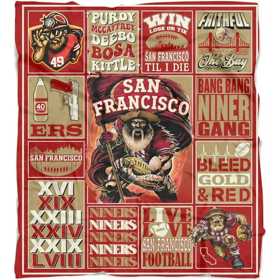 Football Blanket Gifts for Men Boys Kids Women Soft Flannel Team Color Throw Blanket Merch, 50x60 Inches