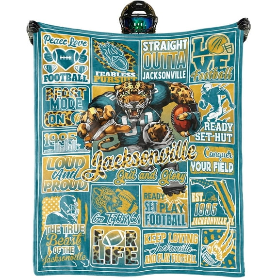 Football Blanket Gifts for Men Women, City Football Style Merch Gear Large Throw Blanket Fans 80" x 60" Soft Flannel Couch