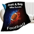 thumbnail image 1 of Football Blanket Just A Boy Who Loves Football Throw Blankets for Boys Men Super Soft Flannel Cozy Blankets Warm Lightweight Fleece Sports Blanket for Sofa Couch Bed Gift for Kids Adults 60"x50", 1 of 6