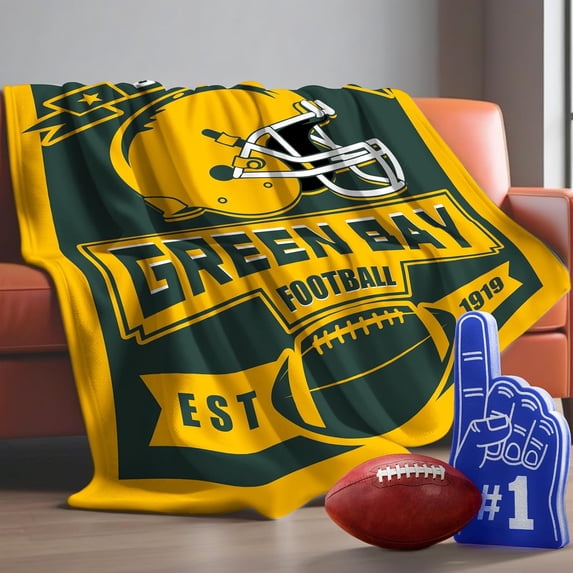 Football Blanket Personalized Gifts for Mens Womens Boys Team Color Throw Blanket Soft Lightweight Flannel Blanket Decor for Sofa Bed 80"x60"