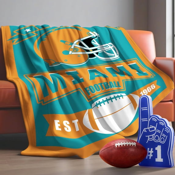 Football Blanket Personalized Gifts for Mens Womens Boys Team Color Throw Blanket Soft Lightweight Flannel Blanket Decor for Sofa Bed 80"x60"