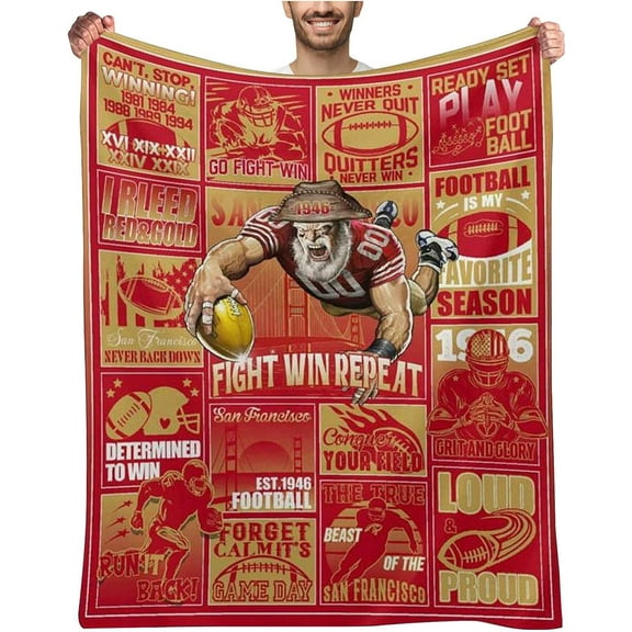 Football Blanket San Francisco Blankets Soft Flannel Throw Blankets Warm Lightweight Travel Blanket Birthday Gifts for Men Women 60"x50"