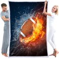 thumbnail image 1 of Football Blanket Soft Cozy Sherpa Water and Fire Sport Throw Blankets Football Gifts for Boys Kids Adult Plush Blanket for Couch Bed Sofa Home Decor(American Football,60"×80"), 1 of 6
