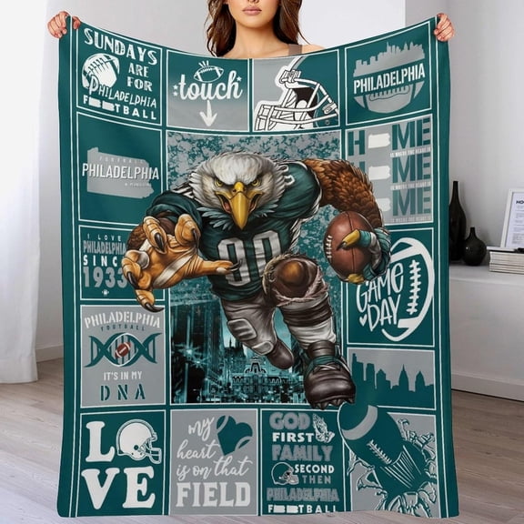 Football Blanket Team Fans Gift with City Name for Men Women boy, Team Color Sport Style Throw Blankets 60"x50" Football Flannel Blanket