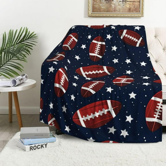 Football Blanket Throw for Adults Kids, to My Son Daughter Gift for Birthday, Christmas, Thanksgiving, Rugby Throw Blanket for Boys Girls, 40x50 inches, Thin Soft Flannel, Deep Blue