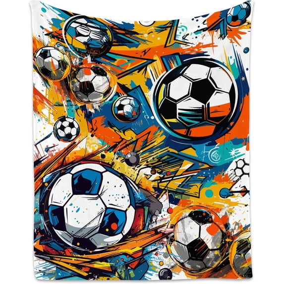 Football Blanket for Boys, Cozy Soft Throw Blankets, Cool Orange Flannel Throw Gifts for Couch Sofa, 40x50 Inches