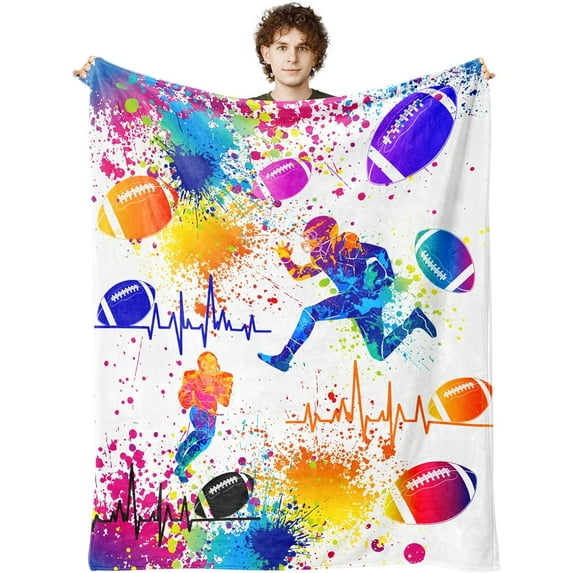 Football Blanket for Boys, Football Gifts for Boys, Soft Football Gift Blanket for Room Decor Bedding 40x50 in