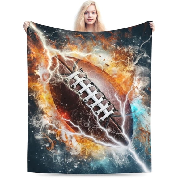 Football Blanket for Boys Girls, Cool Football Themed Design Printed Throw Blankets for Kids Lap, Chair, Warm Soft Cozy Blanket, 30"x 40"