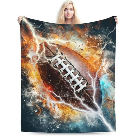 Football Blanket for Boys Girls, Cool Football Themed Design Printed Throw Blankets for Kids Lap, Chair, Warm Soft Cozy Blanket, 30"x 40"