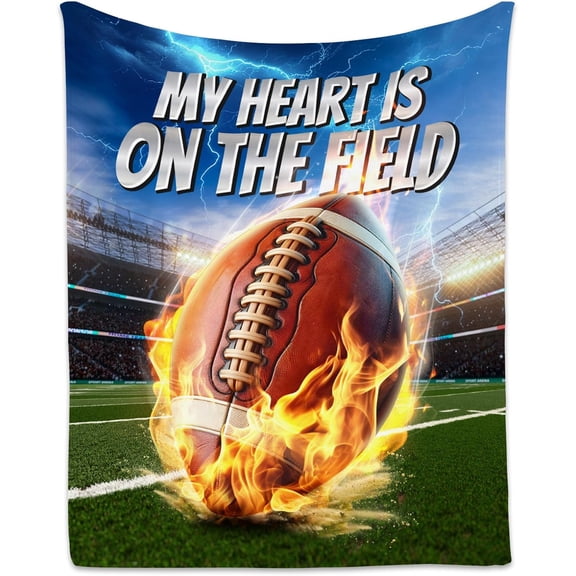 Football Blanket for Boys - Sports Gifts for Football Players Team - 60x80 Inches Large Throw for Adults - Soft Plush Flannel Blankets for Bedroom