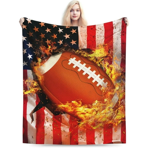 Football Blanket for Women Men, Cool Football Themed Design Printed Throw Blankets for Teens Adults Lap, Couch Bed, Warm Soft Cozy Blanket, 60"x 80"