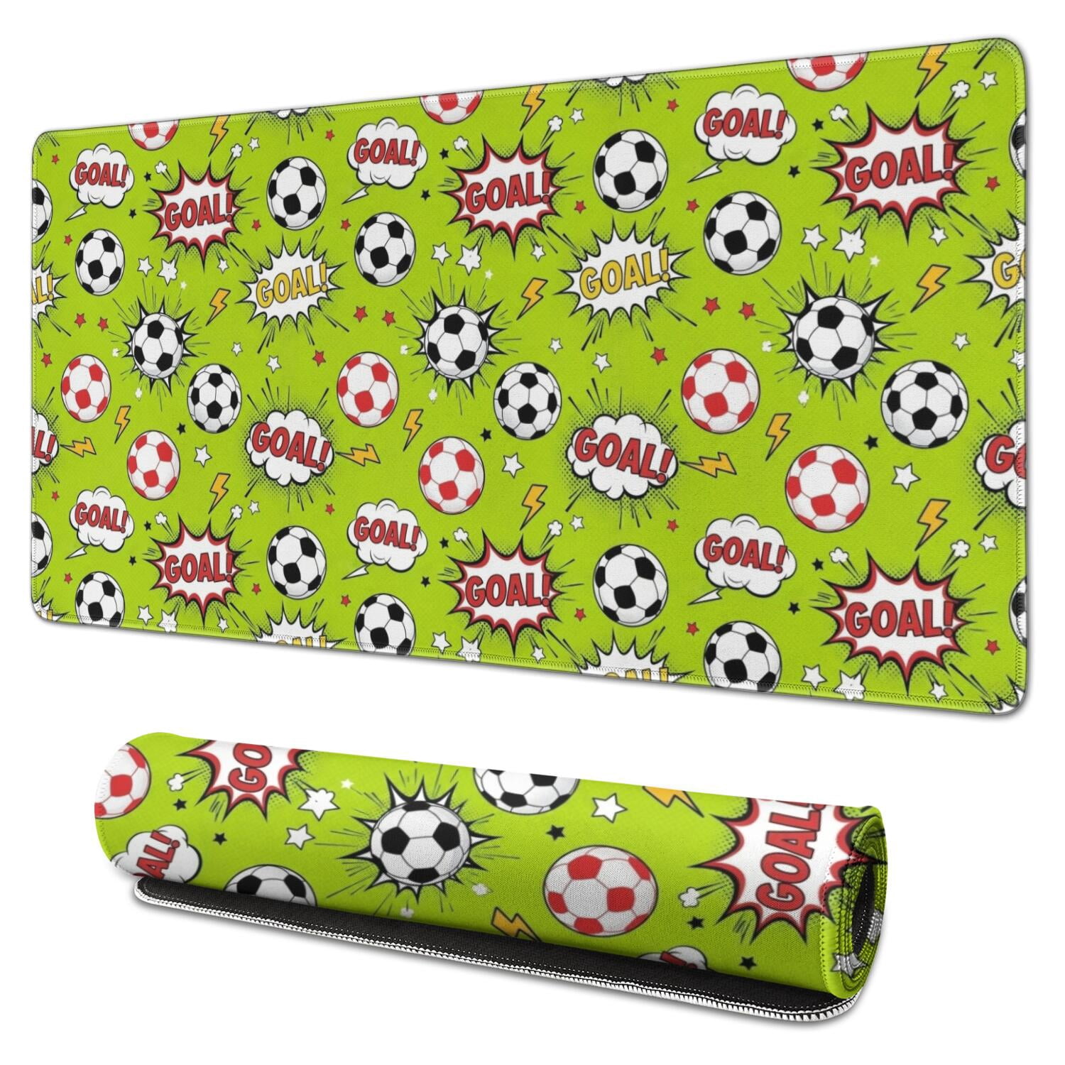Football and Blast Green Pattern Extended Large Mouse Pad, Large Mouse ...