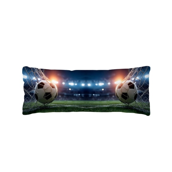 Football Body Pillow Cover 20 x 54 Inch Decorative Pillow Cover Goal Net Soccer Sports Orange Blue Green Lumbar Pillowcase Seasonal Rectangle Cushion Case for Couch Sofa Bed Living Room