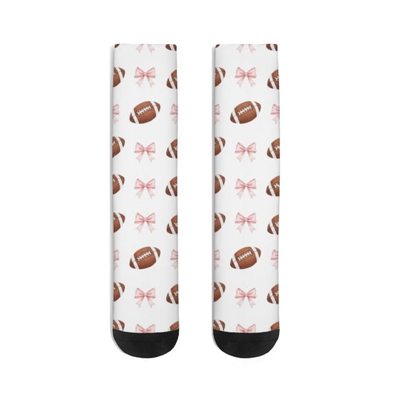 Mid Guy Football Bow Pink Pattern Men's Mid-calf Crew Socks, Work Dress Socks ...