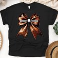 thumbnail image 1 of Football Bow Shirt | Classic Game Day Bow Graphic Tee for Women, Black, Size XL, 1 of 6
