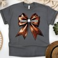 thumbnail image 1 of Football Bow Shirt | Classic Game Day Bow Graphic Tee for Women, Dark Heather, Size XL, 1 of 6
