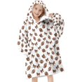thumbnail image 1 of Football Bow White Pattern Teens Oversized Sherpa Wearable Blanket Hoodie, Hooded Blanket Sweatshirt with Large Pockets, 1 of 6