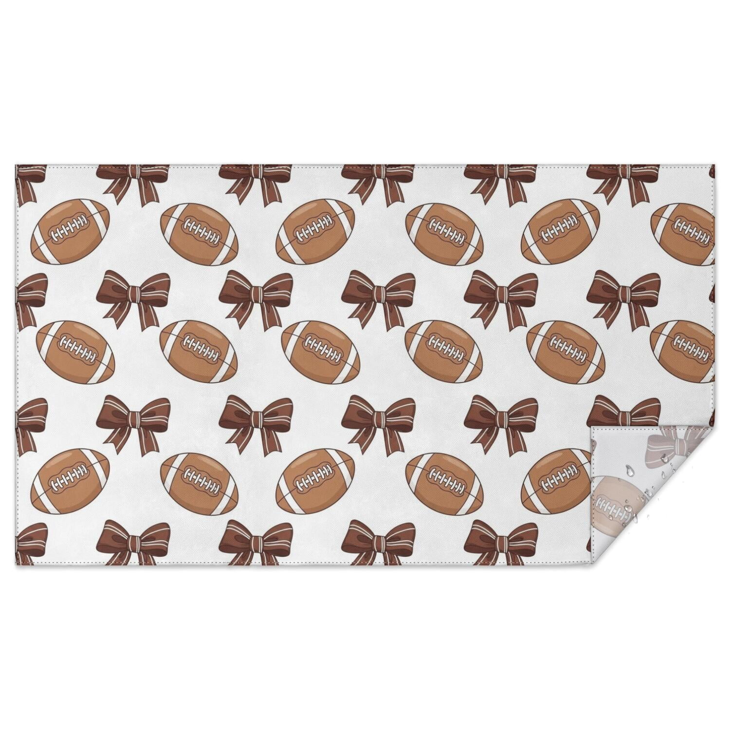 Football Bow White Pattern Waterproof Tablecloth, Rectangular ...