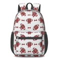 thumbnail image 1 of Football Bowtie Red Pattern 17" Waterproof Oxford School Backpacks for Teens, S-Shape Padded Straps, for School, Travel, Hiking, Camping, 1 of 5