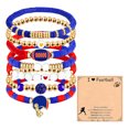 thumbnail image 1 of Football Bracelets for Women Men, 7 Piece Clay Beaded Bracelet Set, Sports Theme Charm Bracelets with Card, Stretch Stackable Friendship Bracelets for Party C, 1 of 5