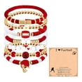 thumbnail image 1 of Football Bracelets for Women Men, 7 Piece Clay Beaded Bracelet Set, Sports Theme Charm Bracelets with Card, Stretch Stackable Friendship Bracelets for Party D, 1 of 5