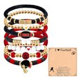 thumbnail image 1 of Football Bracelets for Women Men, 7 Piece Clay Beaded Bracelet Set, Sports Theme Charm Bracelets with Card, Stretch Stackable Friendship Bracelets for Party F, 1 of 5