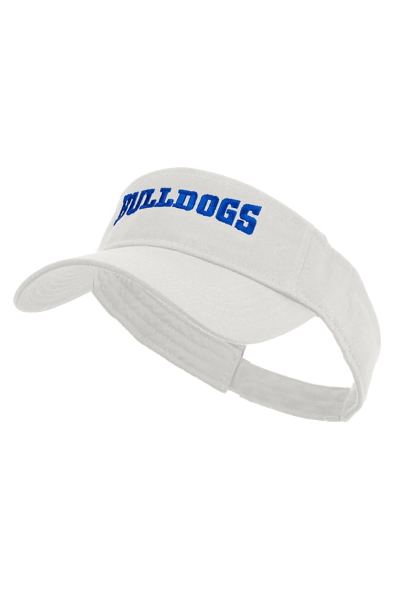 Football Bulldog Logo Embroidered Cotton Twill Sun Visor - White OSFM